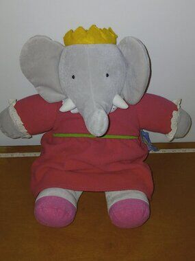 Vintage Rare Babar Queen Celeste Elephant Plush Pink Dress 16” Stuffed Toy NWT.